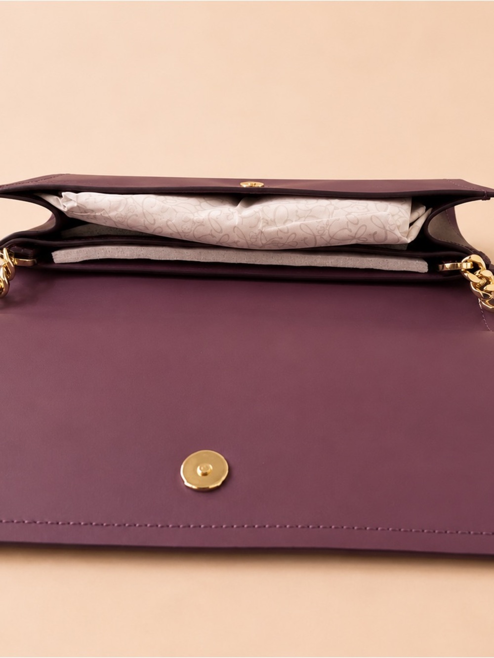 Kate Spade New York Plum Leather Shoulder Bag Gold Chain Burgundy Purse - Picture 6 of 7